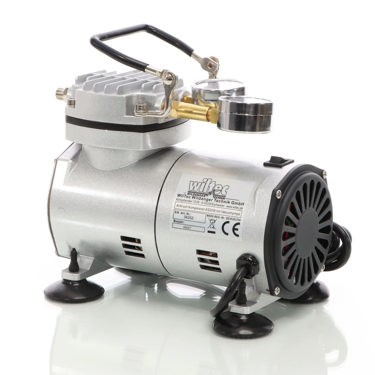 Airbrush Kompressor AS20W Vakuumpumpe Airbrushkompressor 4 bar Einzylinder