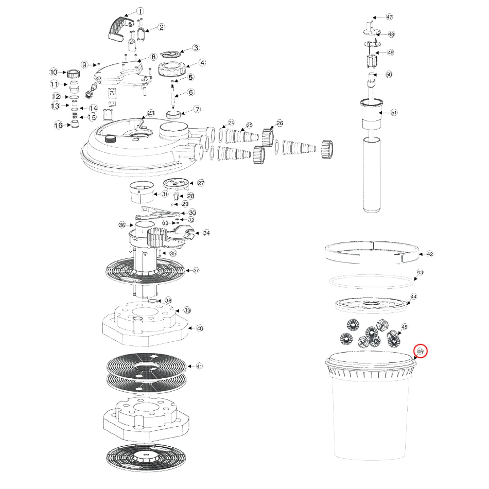 Ersatzteil für SunSun Bio-Druckteichfilter CPF-250 Filterbehälter Tonne