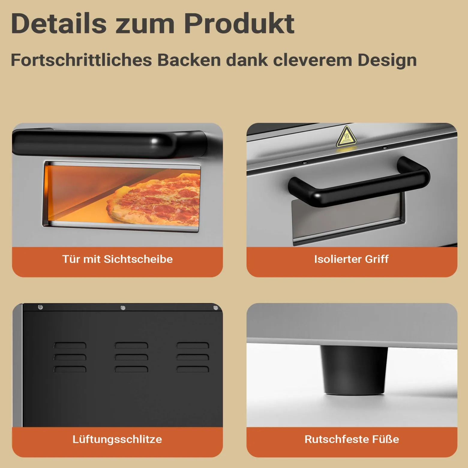 2-Etagen Pizza-Backofen 3000W mit Cordierit Stein für Pizza wie aus dem Steinofen Pizzaofen Backofen