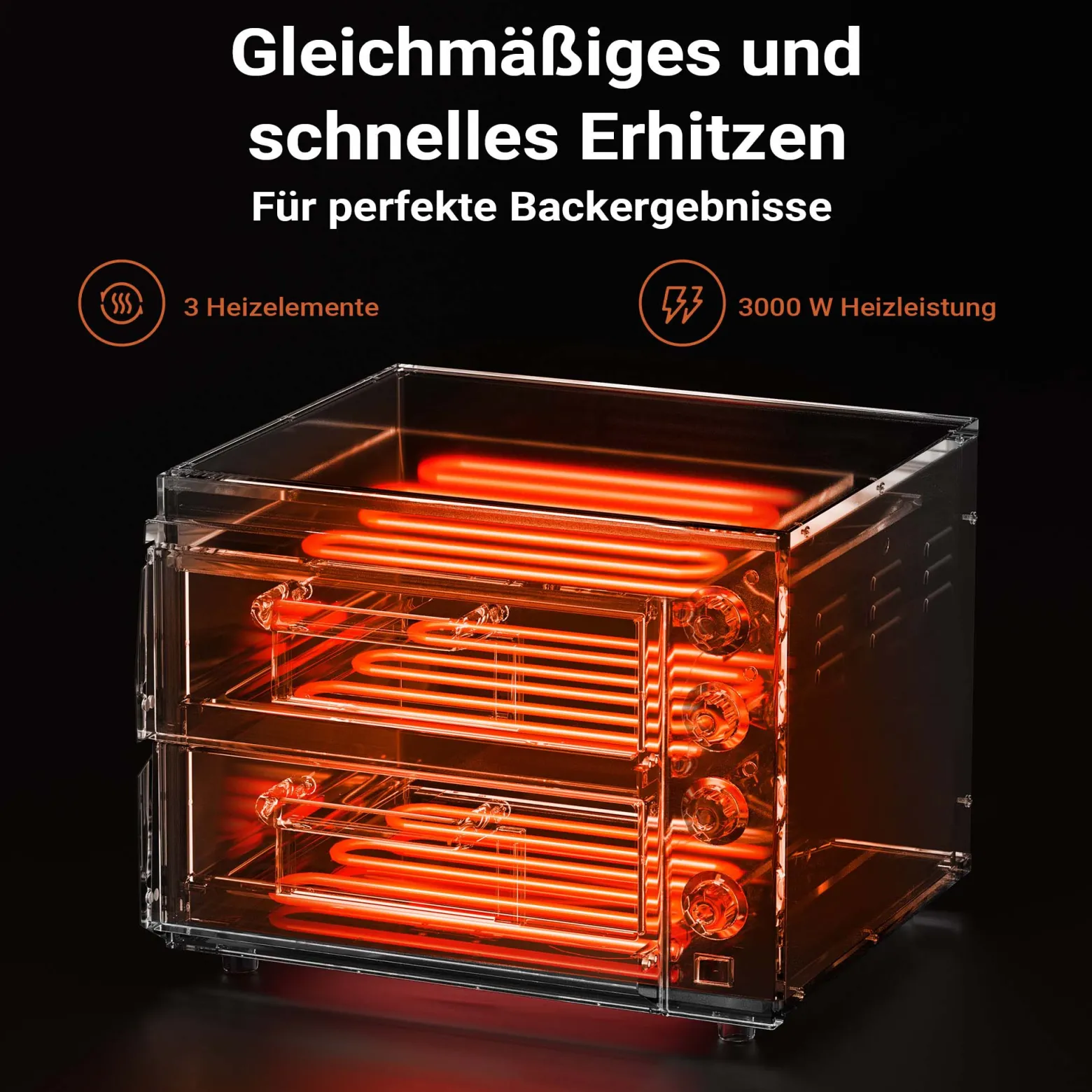 2-Etagen Pizza-Backofen 3000W mit Cordierit Stein für Pizza wie aus dem Steinofen Pizzaofen Backofen