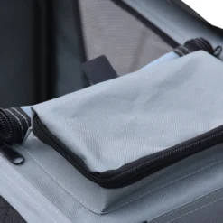 Fudajo Faltbare Transportbox für Hunde, Katzen L (70x52x50cm), robust, leicht, sicher, Hundebox mit Tragegriff und Decke, Grau
