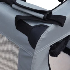 Fudajo Faltbare Transportbox für Hunde, Katzen XL (82x56x58cm), robust, leicht, sicher, Hundebox mit Tragegriff und Decke, Grau