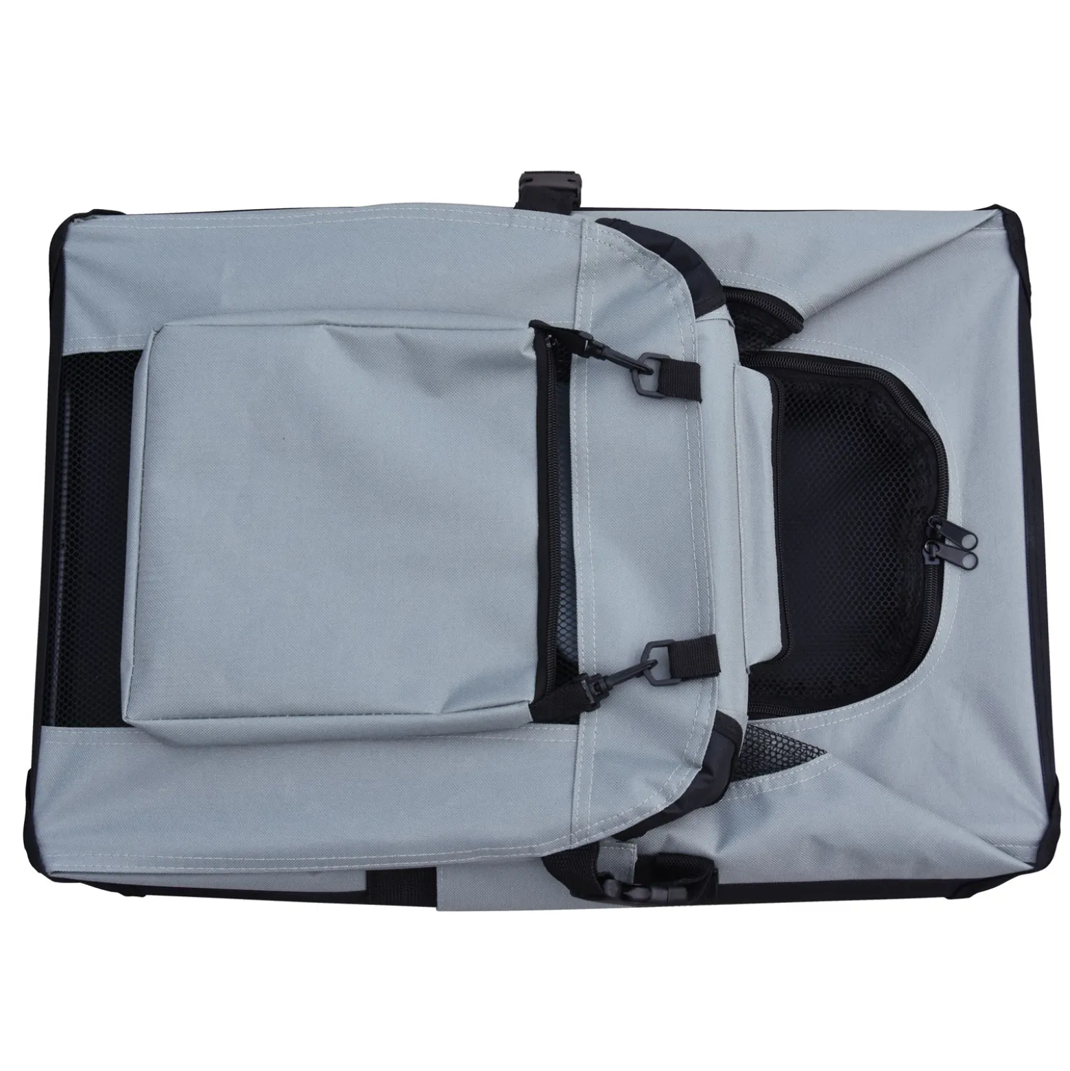 Fudajo Faltbare Transportbox für Hunde, Katzen S (50x35x35cm), robust, leicht, sicher, Hundebox mit Tragegriff und Decke, Grau