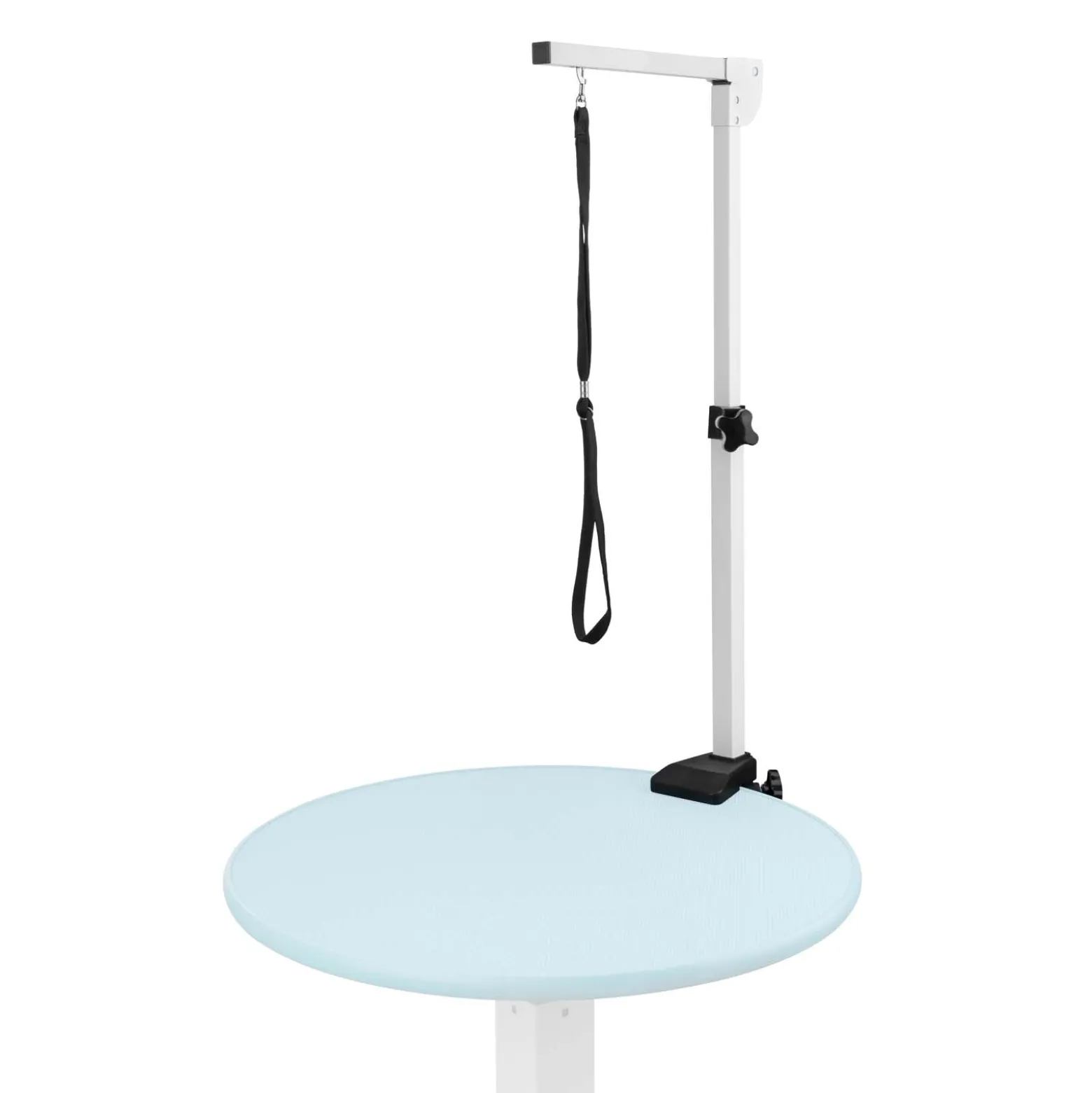 Fudajo Halterung für Schertisch Galgen, höhenverstellbar, mit Schlaufe, Schraubklemme 15-50mm, für Trimmtisch, Groomer Tisch