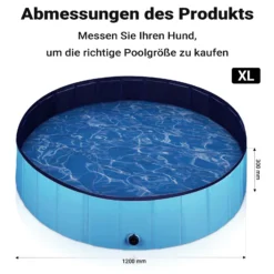 Fudajo Hundepool 120 x 30 cm rutschfestes Hundeplanschbecken, Hundeschwimmbad faltbar aus PVC, Hundebadewanne mit verstärkten Kanten, tragbarer Pool für Hunde