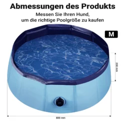 Fudajo Hundepool 80 x 20 cm rutschfestes Hundeplanschbecken, Hundeschwimmbad faltbar aus PVC, Hundebadewanne mit verstärkten Kanten, tragbarer Pool für Hunde