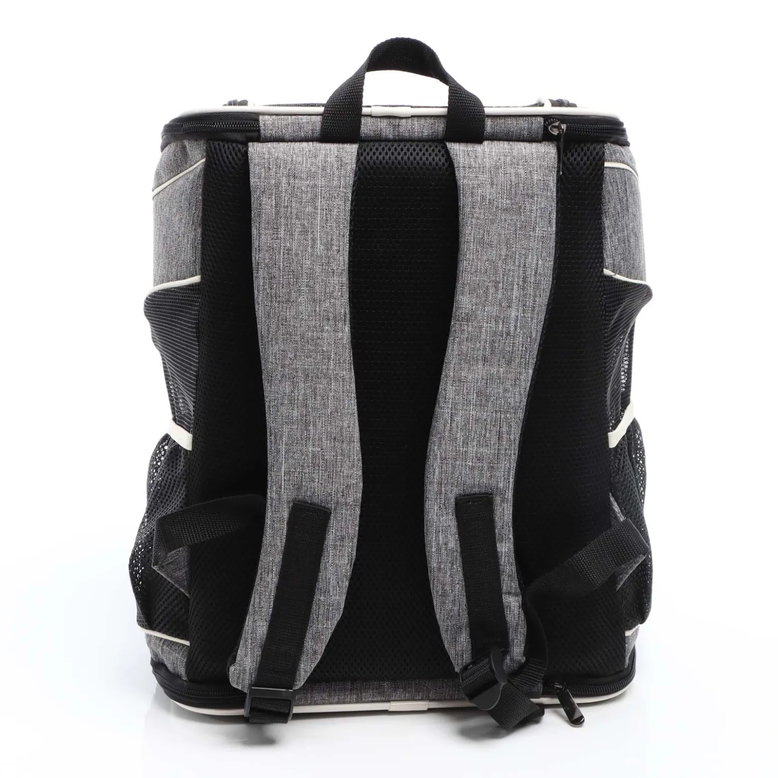 Fudajo Hunderucksack 32x27x40 cm für Welpen, Katzen und andere Haustiere bis 6 kg, faltbare Transporttasche für Reisen, Schwarz und grau