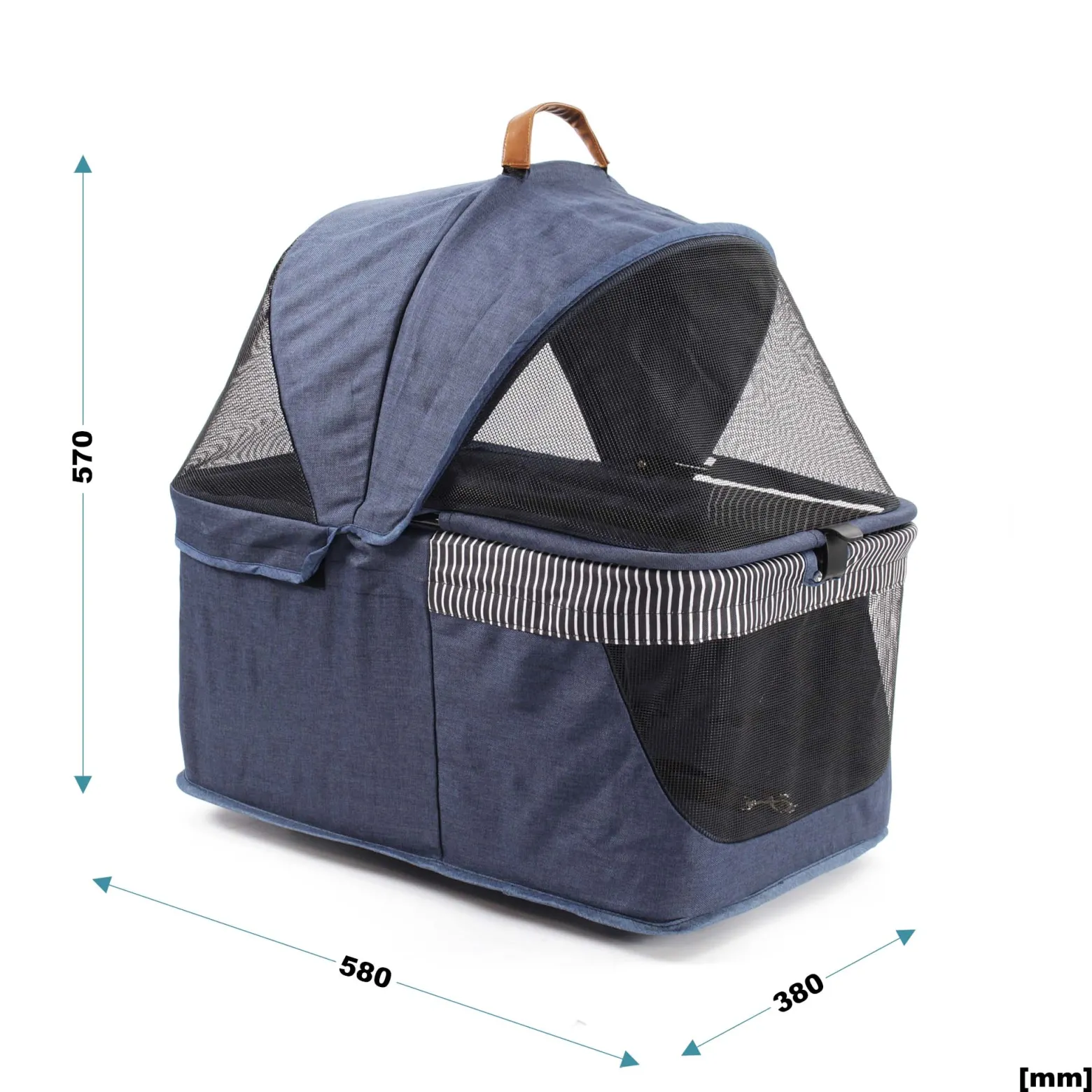 Fudajo 2in1 Hundebuggy zusammenklappbar in Blau, Hundewagen mit abnehmbarer Hundetragetasche, für kleine bis mittlere Hunde und Katzen