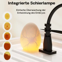 Fudajo Vollautomatischer Flächenbrüter für 128 Eier, Inkubator 110 W mit Wendesystem, Brutautomat mit Temperatursteuerung und Feuchtigskeitsregulierung, Brutkasten zum Eier ausbrüten