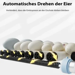 Fudajo Vollautomatischer Flächenbrüter für 30 Eier, Inkubator 40 W mit Wendesystem, Brutautomat mit Temperatursteuerung und Feuchtigskeitsregulierung, Brutkasten zum Eier ausbrüten