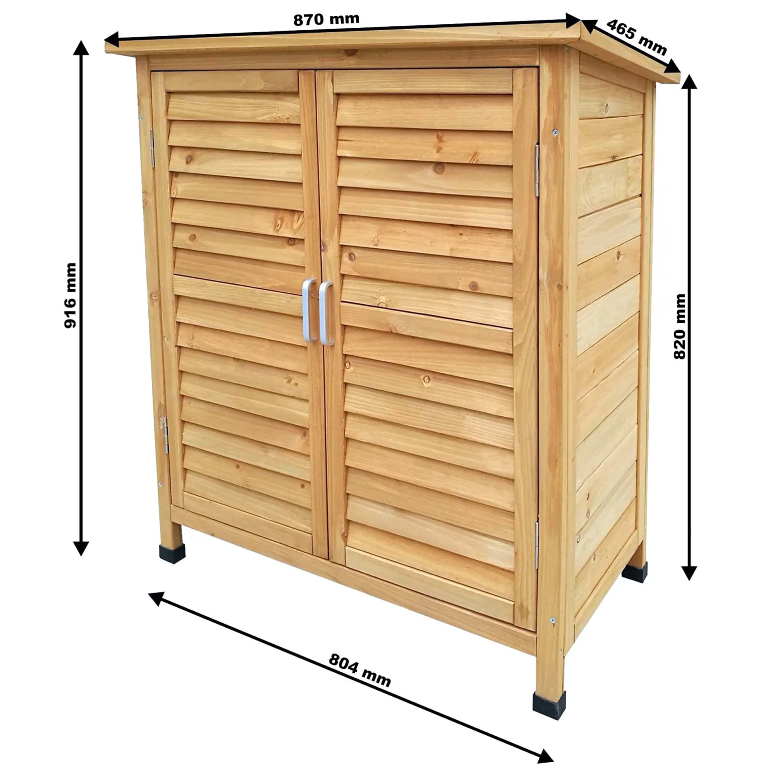 Gartenhaus mit 2-flügelige Tür 870x465x916 mm halbhoch aus Fichtenholz mit Pultdach für Garten, Terrasse & Balkon Gerätehaus Geräteschuppen Holzhaus Werkzeugschrank