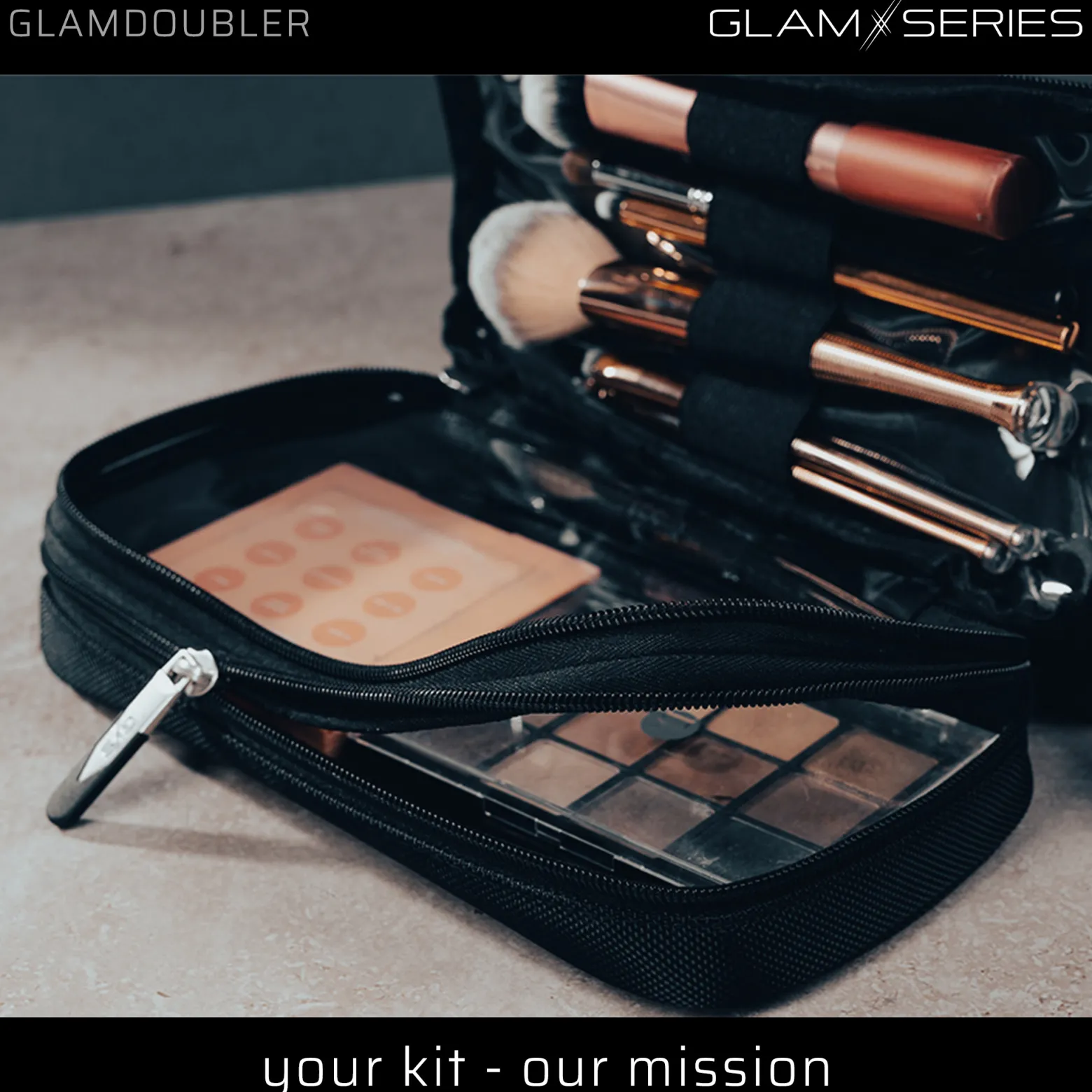GlamSeries GlamDoubler Kosmetiktasche 230 x 120 x 100 mm, Make-up Organizer mit 4 transparenten Fächern