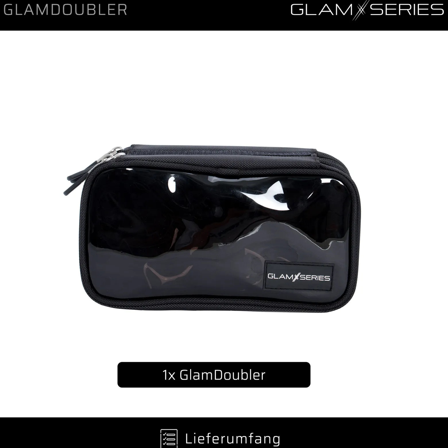 GlamSeries GlamDoubler Kosmetiktasche 230 x 120 x 100 mm, Make-up Organizer mit 4 transparenten Fächern