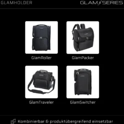 GlamSeries GlamHolder Pinselgürtel 270 x 190 mm mit mehreren Fächern für Make-up Pinsel, zusammenfaltbare Pinseltasche mit Gürtel