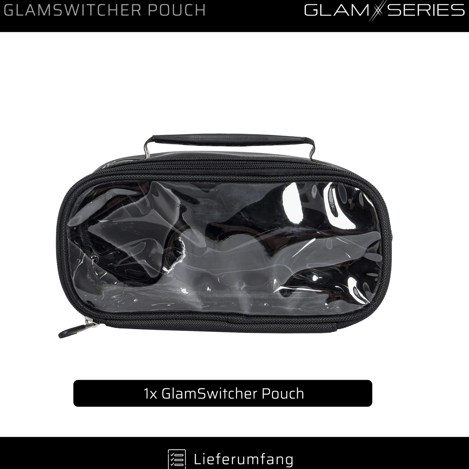 GlamSeries GlamSwitcher Pouch Taschen Inlay 270 x 130 x 110 mm, PVC-beschichtete Make Up Tasche mit transparentem Deckel