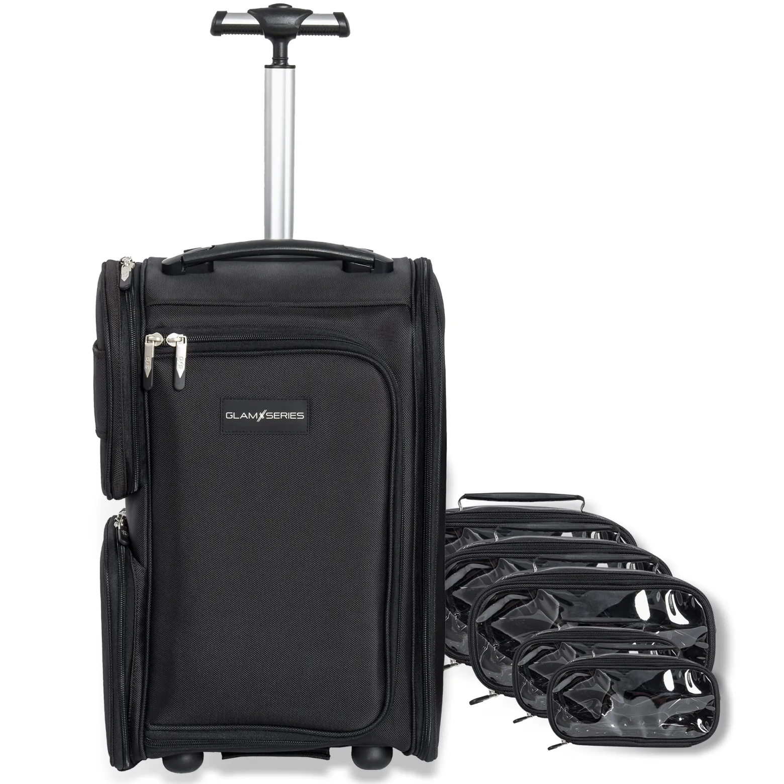 GlamSeries GlamSwitcher Trolley & Rucksack in einem, Kosmetikkoffer mit 5x Pouches, Make-Up Artist Koffer mit Hitzeschutzfach, Organizer für Visagisten, Friseure