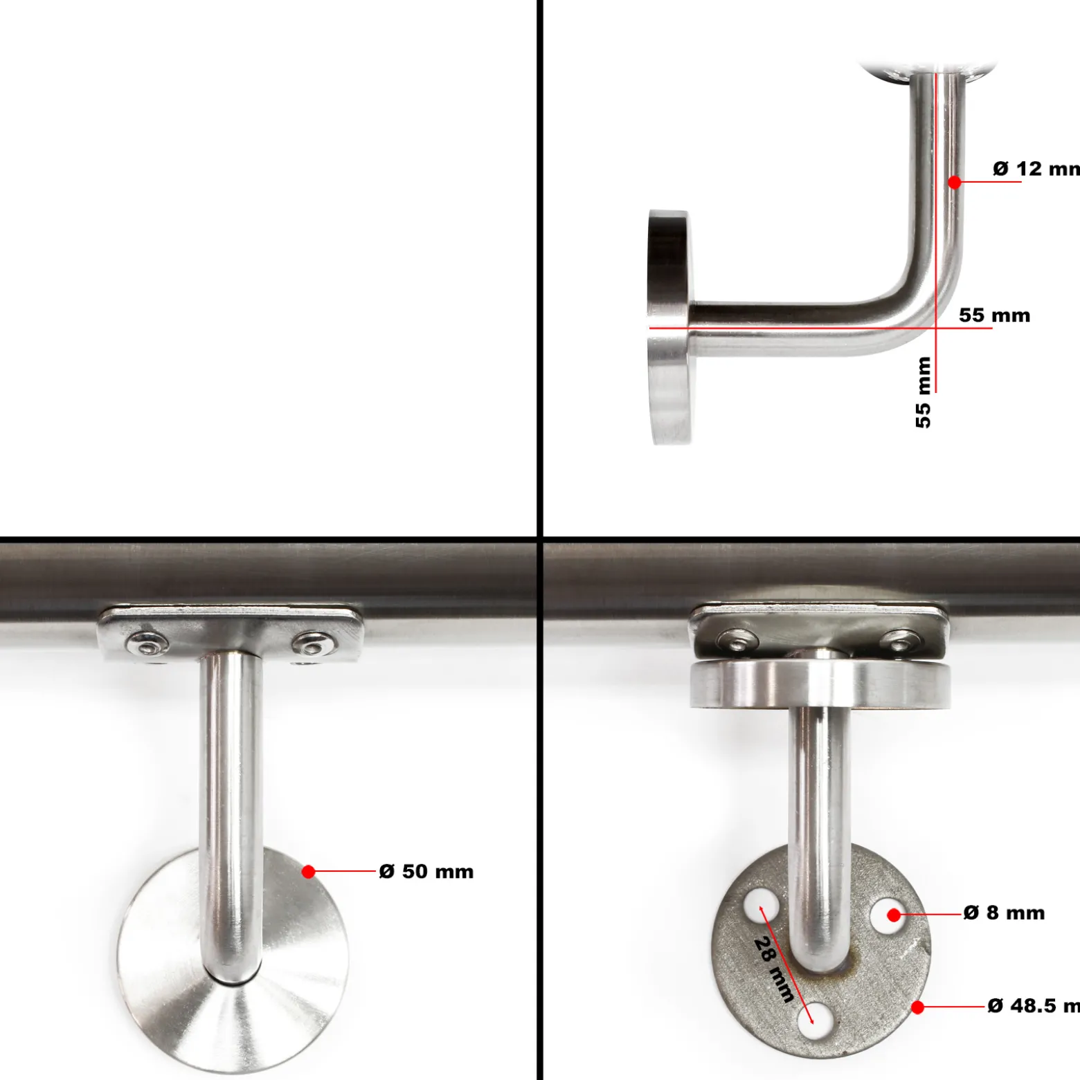 Handlaufset Wandhalter Handlauf 150cm Halter Treppe Haltegriff Edelstahl V2A