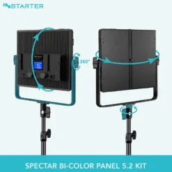 Instarter LED Videoleuchte 60 W mit Stativ, Videolicht 360° drehbar, Studioleuchte mit App-Steuerung, Video-Beleuchtung Bi-Color und 4 Farb-Effekte