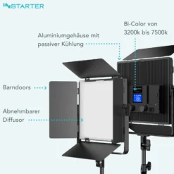 Instarter LED Videoleuchte 60 W, Videolicht 360° drehbar, Studioleuchte mit App-Steuerung, Video-Beleuchtung Bi-Color, Beleuchtung mit 4 Farb-Effekten