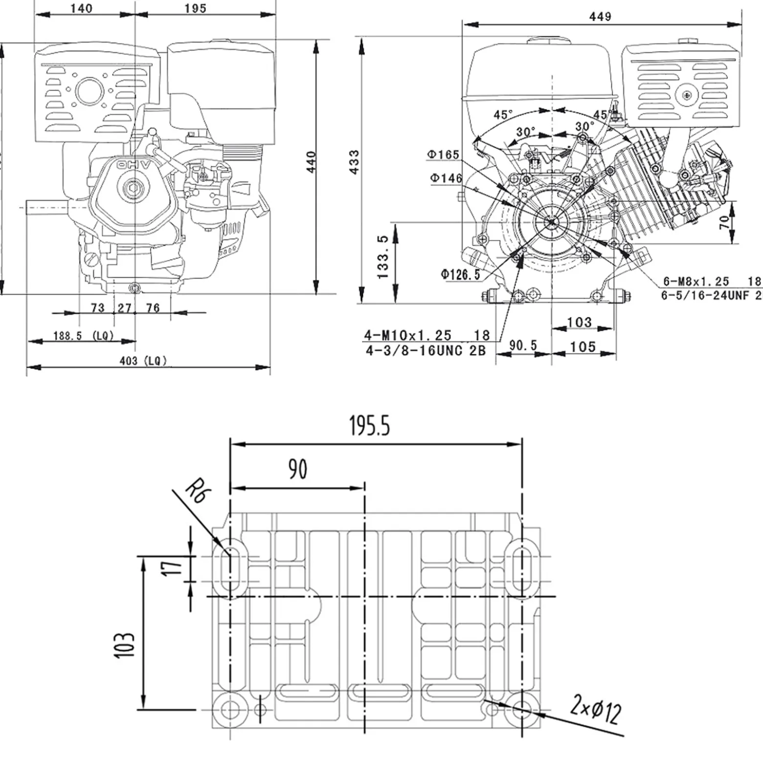 LIFAN 190 FD-B E-Start Benzinmotor mit 15 PS Einzylinder für Kleinmaschinen & Karts, luftgekühlter 4-Takt Motor mit 25 mm Kurbelwelle, OHV-Ventilsteuerung & 420 cc Hubraum