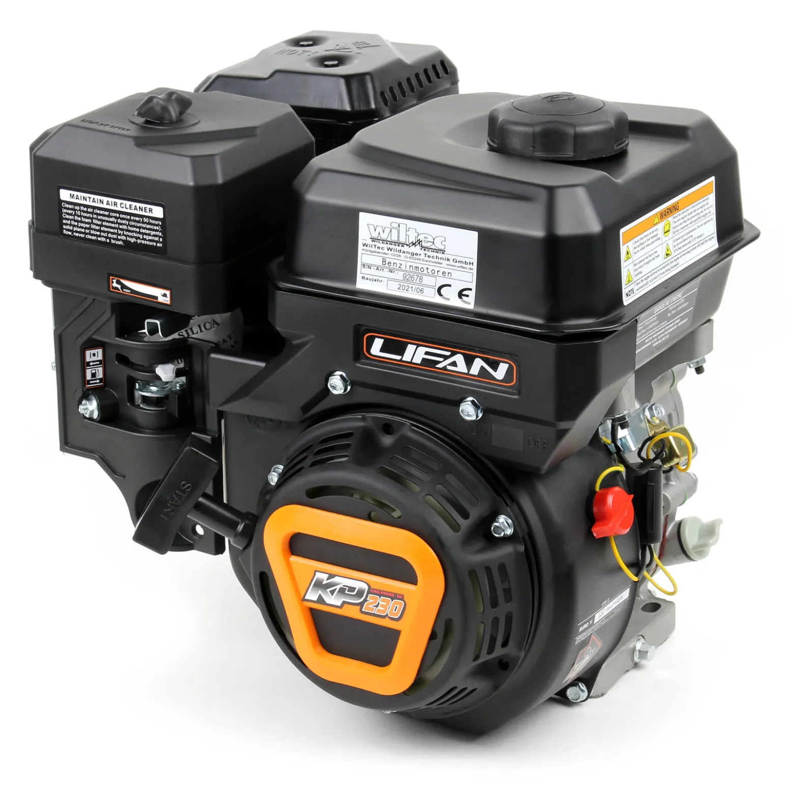 LIFAN KP230 Benzinmotor mit 6,5 PS Einzylinder für Rüttelplatten und Baumaschinen, luftgekühlter 4-Takt Motor mit 19,05 mm Kurbelwelle, OHV-Ventilsteuerung & 223 cc Hubraum