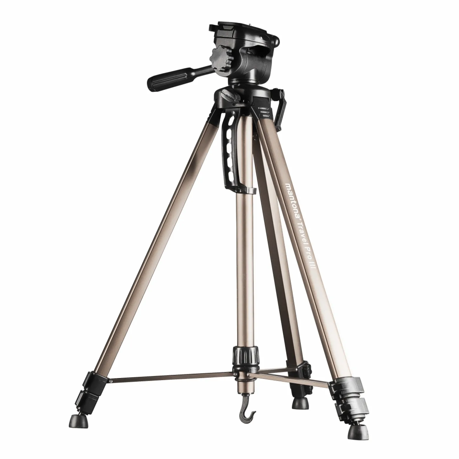 Mantona Basic Travel Pro III Fotostativ 63-168 cm max. 3 kg Aluminium Dreibein Videostativ mit Schnellwechselplatte und Tasche