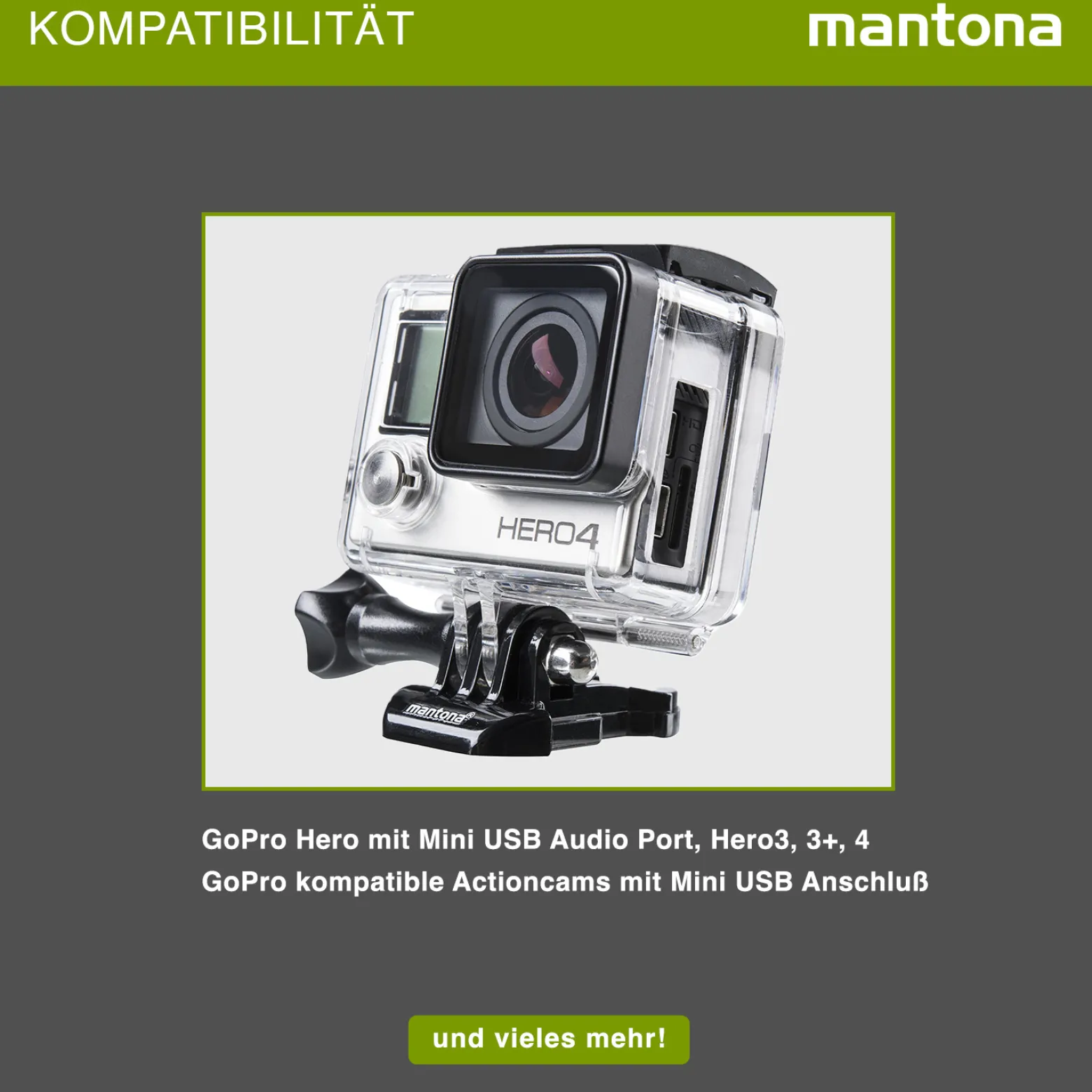 Mantona Lavalier Kondensator Mikrofon - 35 Hz-20 kHz - mit 2,8 m Kabel, Clip, Mini USB Stecker und Windschutz - kompatibel mit GoPro 3 3+ 4 - für Interviews und Reportagen
