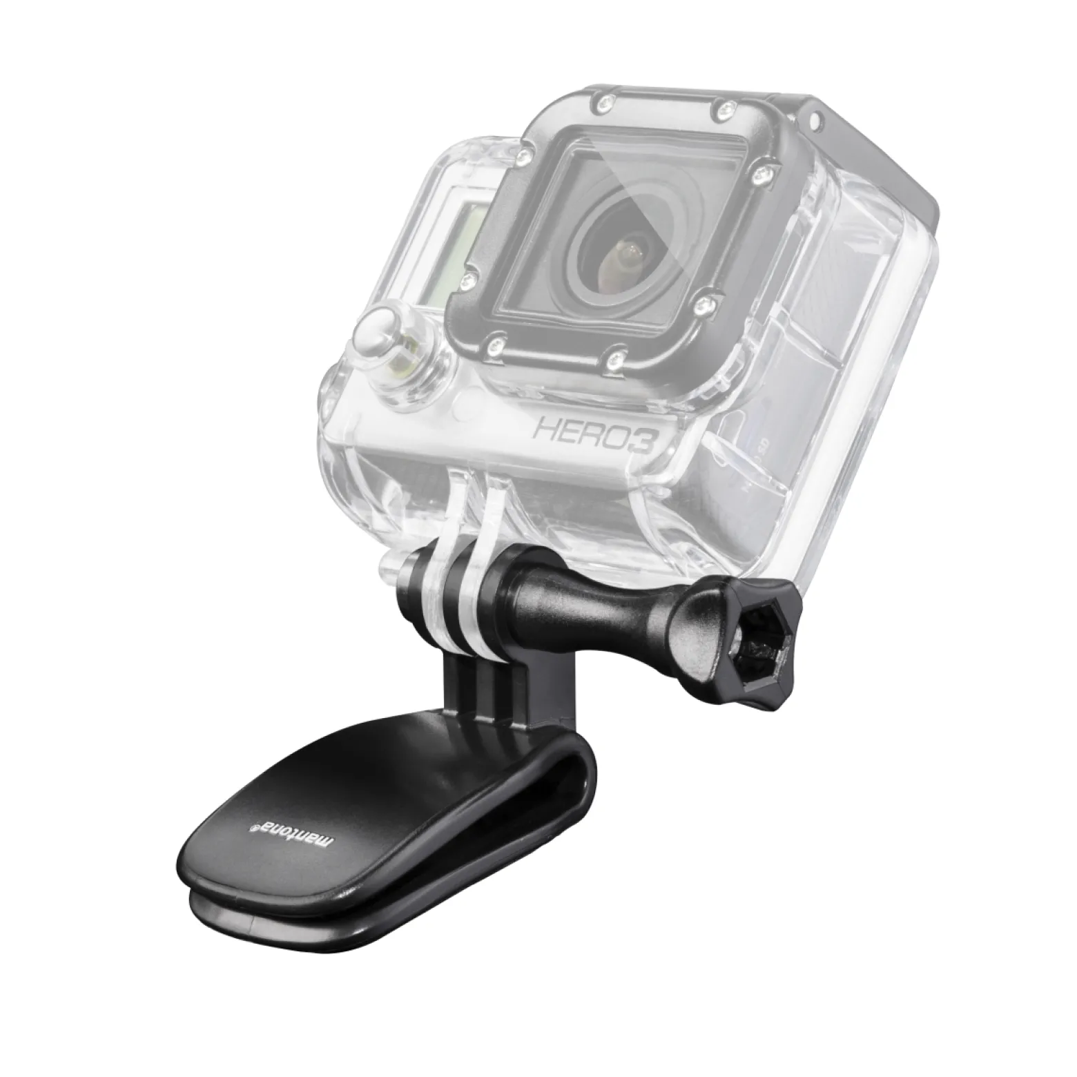 Mantona Miniklemme mit Clip - 50 x 35 x 35 mm - einfaches Einclipsen - kompatibel mit GoPro Hero 11 10 9 8 7 6 5 4 3+, Session und Action Cams - für Foto und Video
