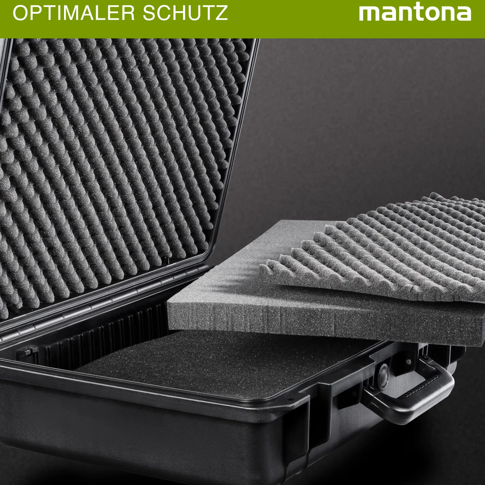 Mantona Outdoor Schutzkoffer L, wasserdichter Fotokoffer 31 l , Kamerakoffer staubdicht & stoßfest, Transportkoffer mit Schaumstoffeinlagen, ideal für Kameras, Objektive & Zubehör
