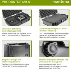 Mantona Outdoor Schutzkoffer XS, wasserdichter Fotokoffer, Kamerakoffer staubdicht & stoßfest, Transportkoffer mit Schaumstoffeinlagen, ideal für Kameras, Objektive & Zubehör