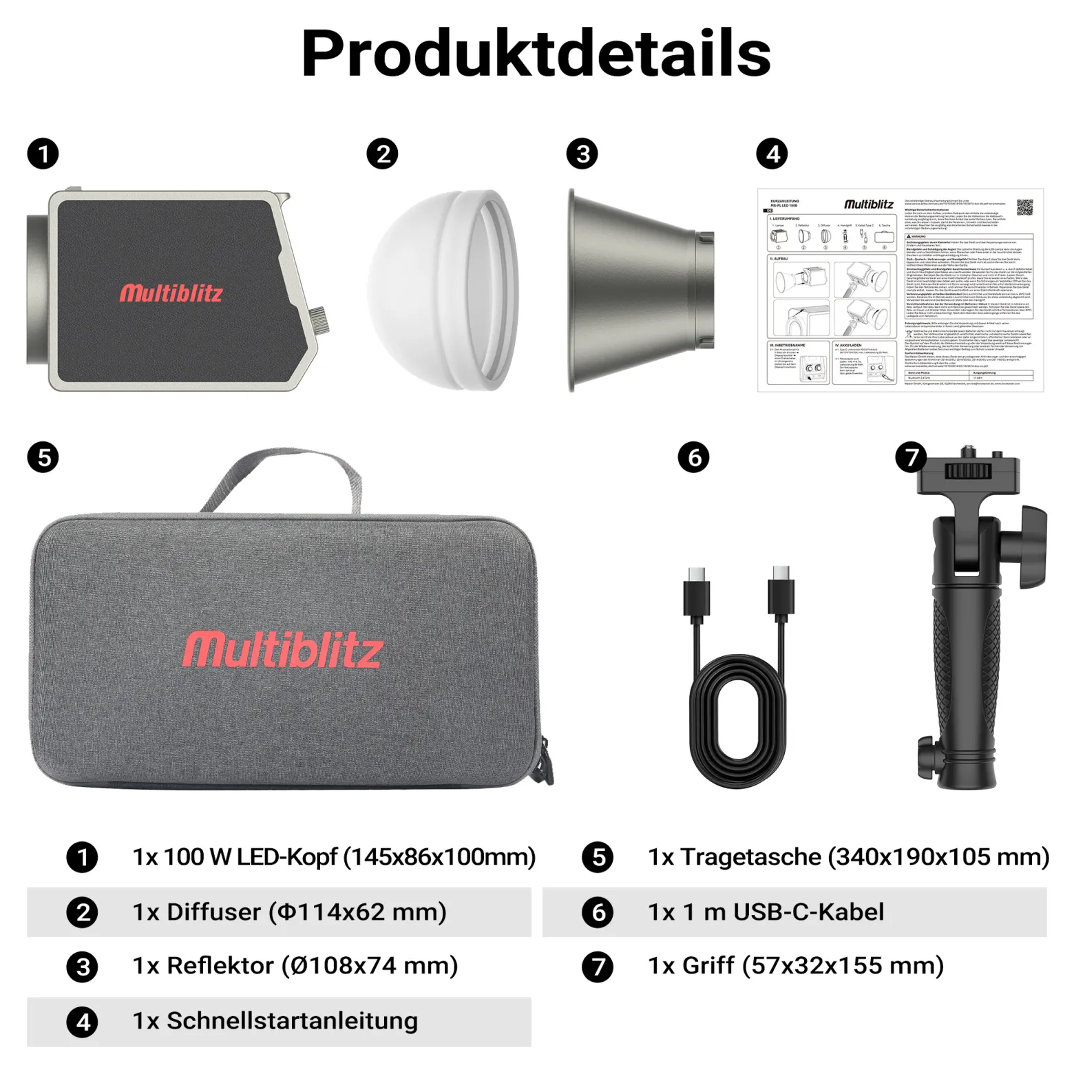 Multiblitz MB-PL LED 100B Fotolicht 100 W Bi Color COB LED Licht mit Akku