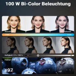 Multiblitz Set aus MB-PL LED 100B Fotolicht mit FT-8051 Lampenstativ und Octagon Softbox Ø 40 cm