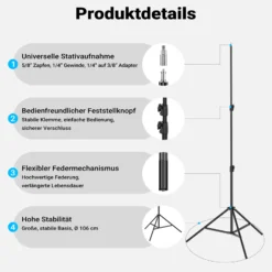 Multiblitz Set aus MB-PL LED 100B Fotolicht mit FT-8051 Lampenstativ und Octagon Softbox Ø 40 cm