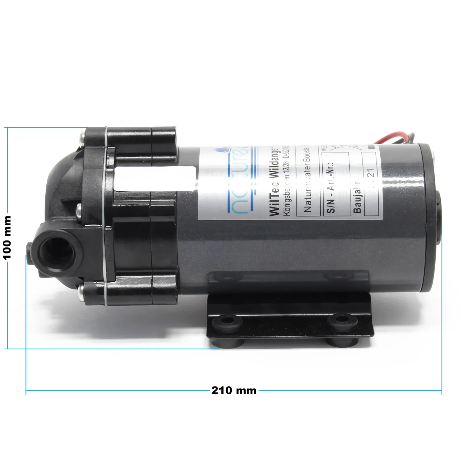 Naturewater Druckerhöhungspumpe 400 GPD (1514 l), Booster Pumpe 96 W für Umkehrosmoseanlage, Wasser Eingangsdruck 2 bar auf Ausgangsdruck 5 bar