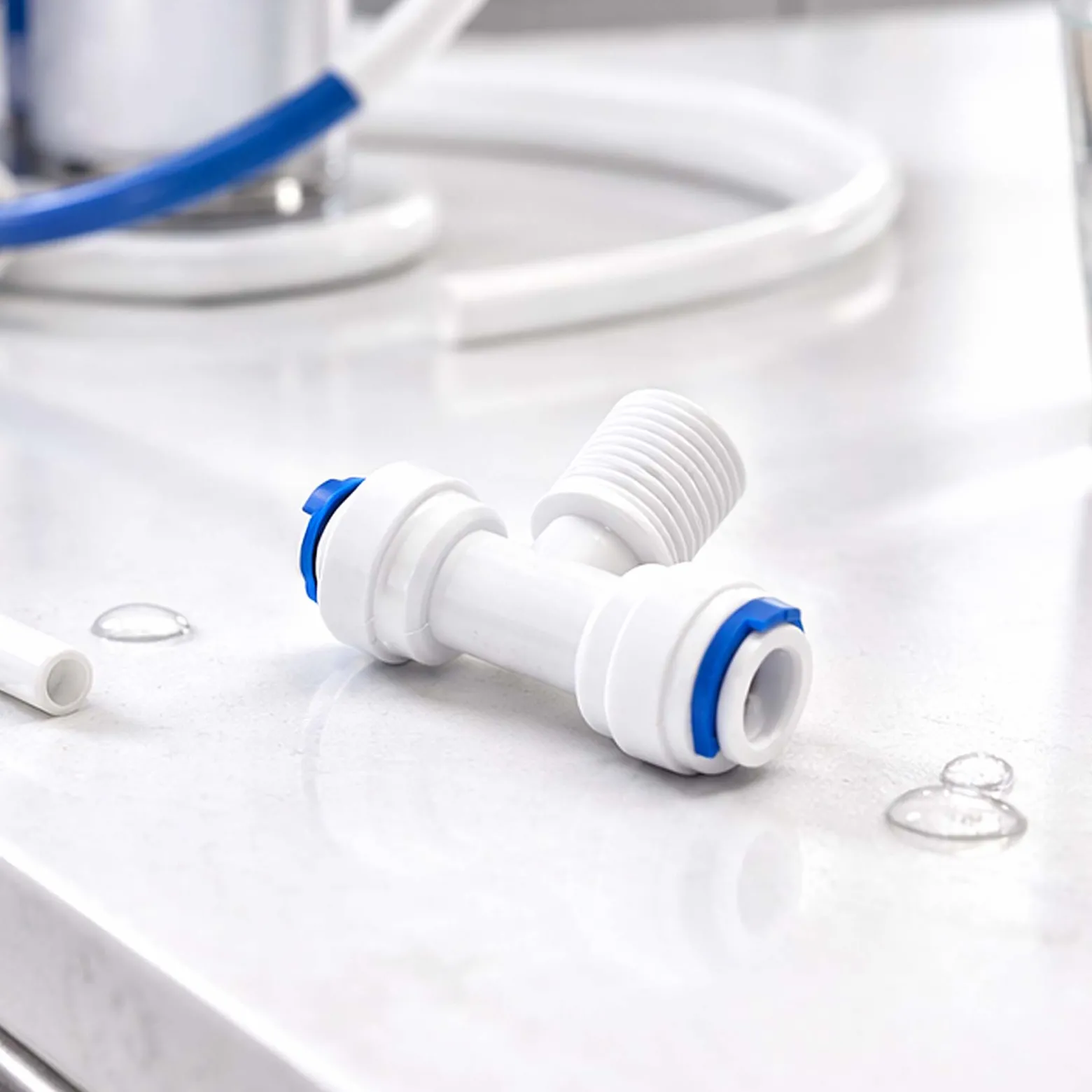 Naturewater Jaco T Fitting für Schlauch mit 2x 6,5 mm Anschluss und 12,91 mm Außengewinde (1/4"), für Trinkwasser Ultrafiltration Mikrofilter Umkehrosmose