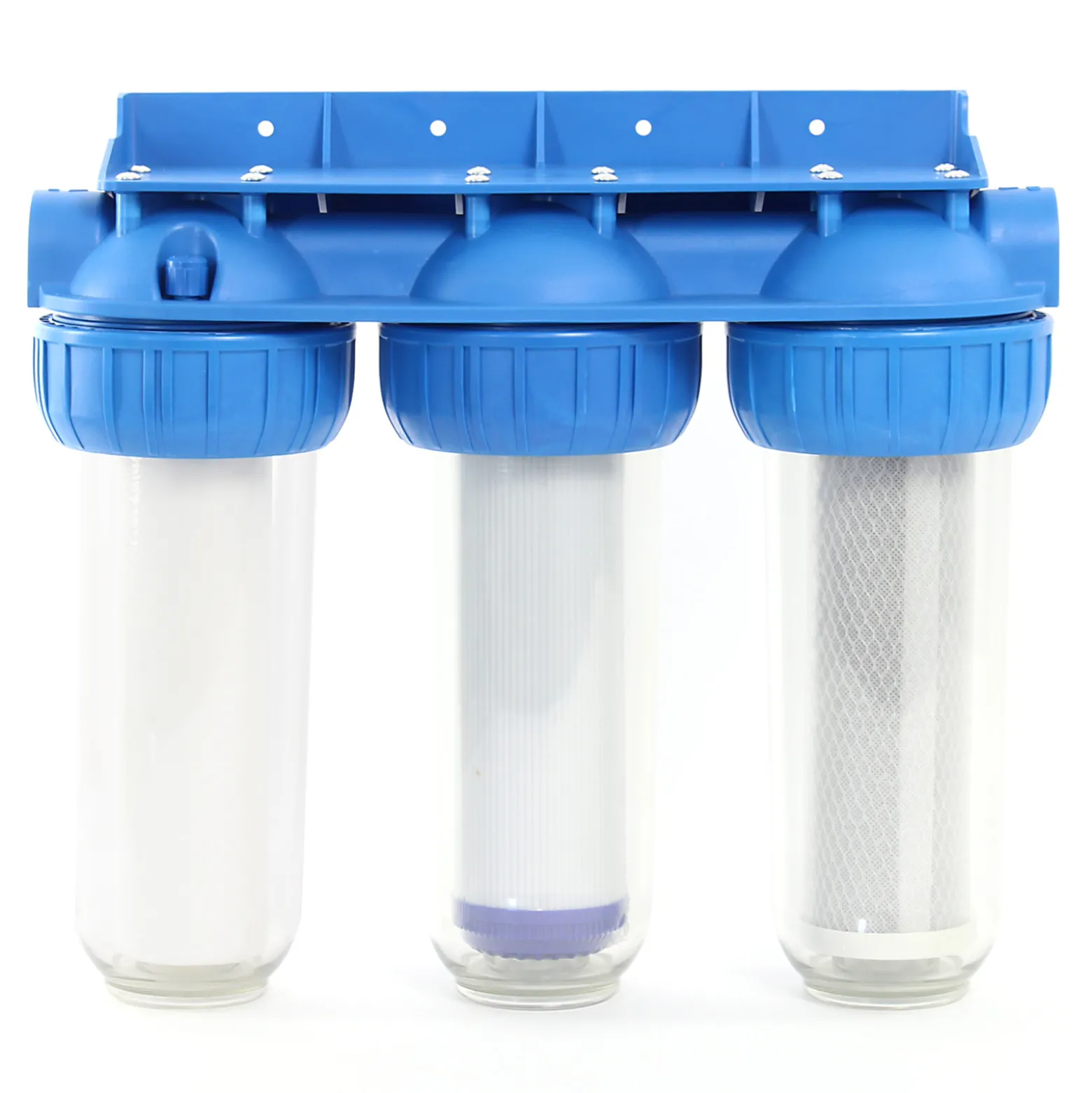 Naturewater NW-BR10B4 3 Stufen Wasserfilter, 5 µ, 32,89 mm (1"), Ø60 mm PP Kartusche, Filter Wandhalterung, Filterschlüssel, Sedimentfilter Aktivkohleblock Aktivkohlegranulat