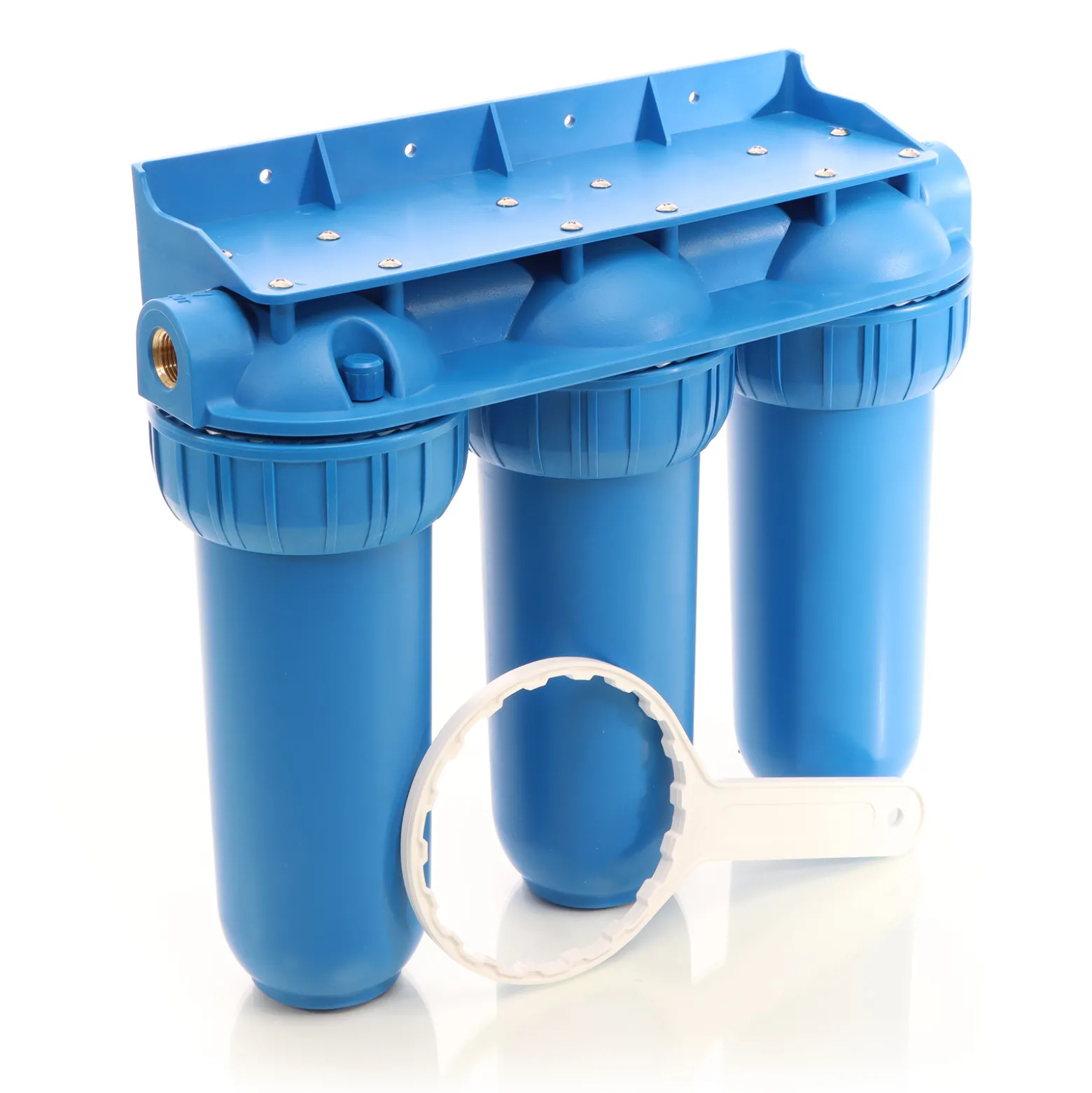 Naturewater NW-BR10B5 3 Stufen Wasserfilter, 5 µ, 26,16 mm (3/4"), Ø60 mm PP Kartusche, Filter Wandhalterung, Filterschlüssel, Sedimentfilter Aktivkohleblock Aktivkohlegranulat