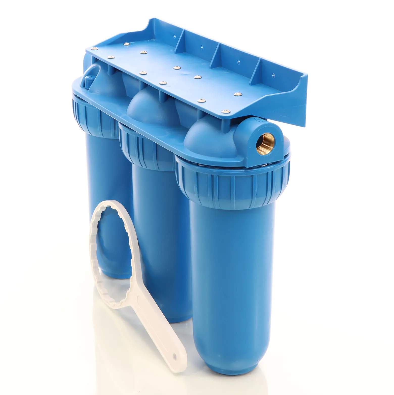 Naturewater NW-BR10B5 3 Stufen Wasserfilter, 5 µ, 26,16 mm (3/4"), Ø60 mm PP Kartusche, Filter Wandhalterung, Filterschlüssel, Sedimentfilter Aktivkohleblock Aktivkohlegranulat