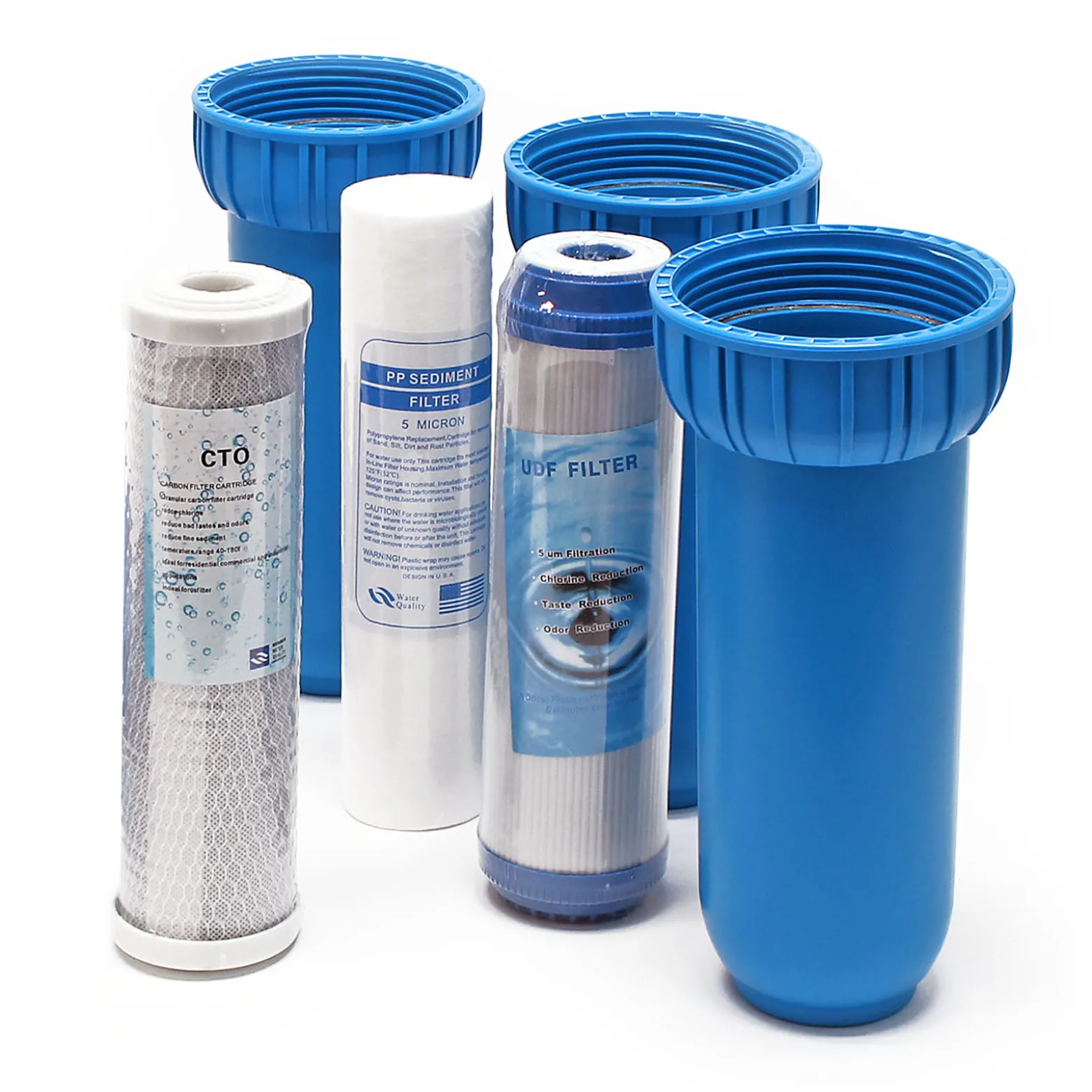 Naturewater NW-BR10B5 3 Stufen Wasserfilter, 5 µ, 20,67 mm (1/2"), Ø60 mm PP Kartusche, Filter Wandhalterung, Filterschlüssel, Sedimentfilter Aktivkohleblock Aktivkohlegranulat