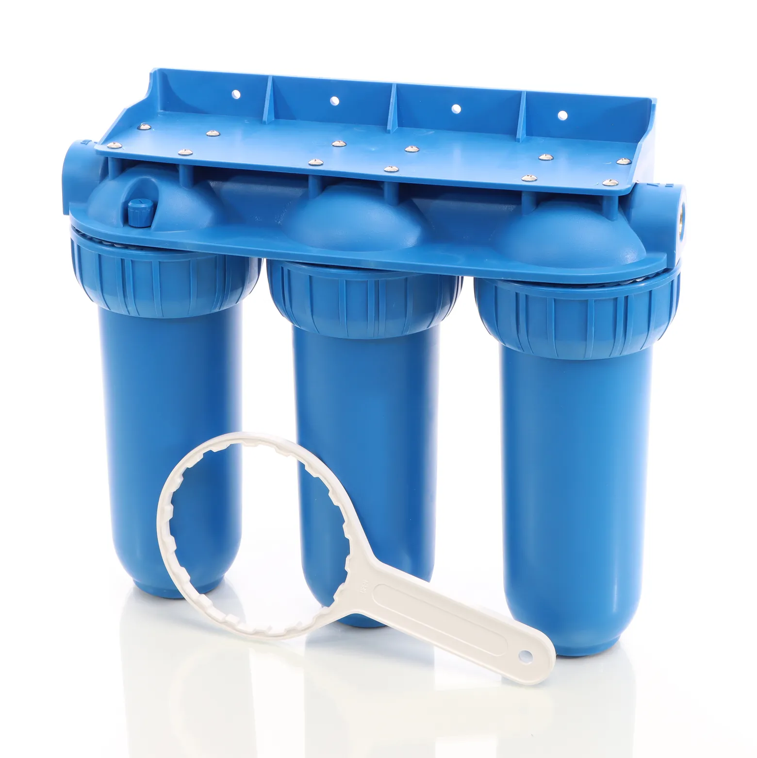 Naturewater NW-BR10B5 3 Stufen Wasserfilter, 5 µ, 20,67 mm (1/2"), Ø60 mm PP Kartusche, Filter Wandhalterung, Filterschlüssel, Sedimentfilter Aktivkohleblock Aktivkohlegranulat