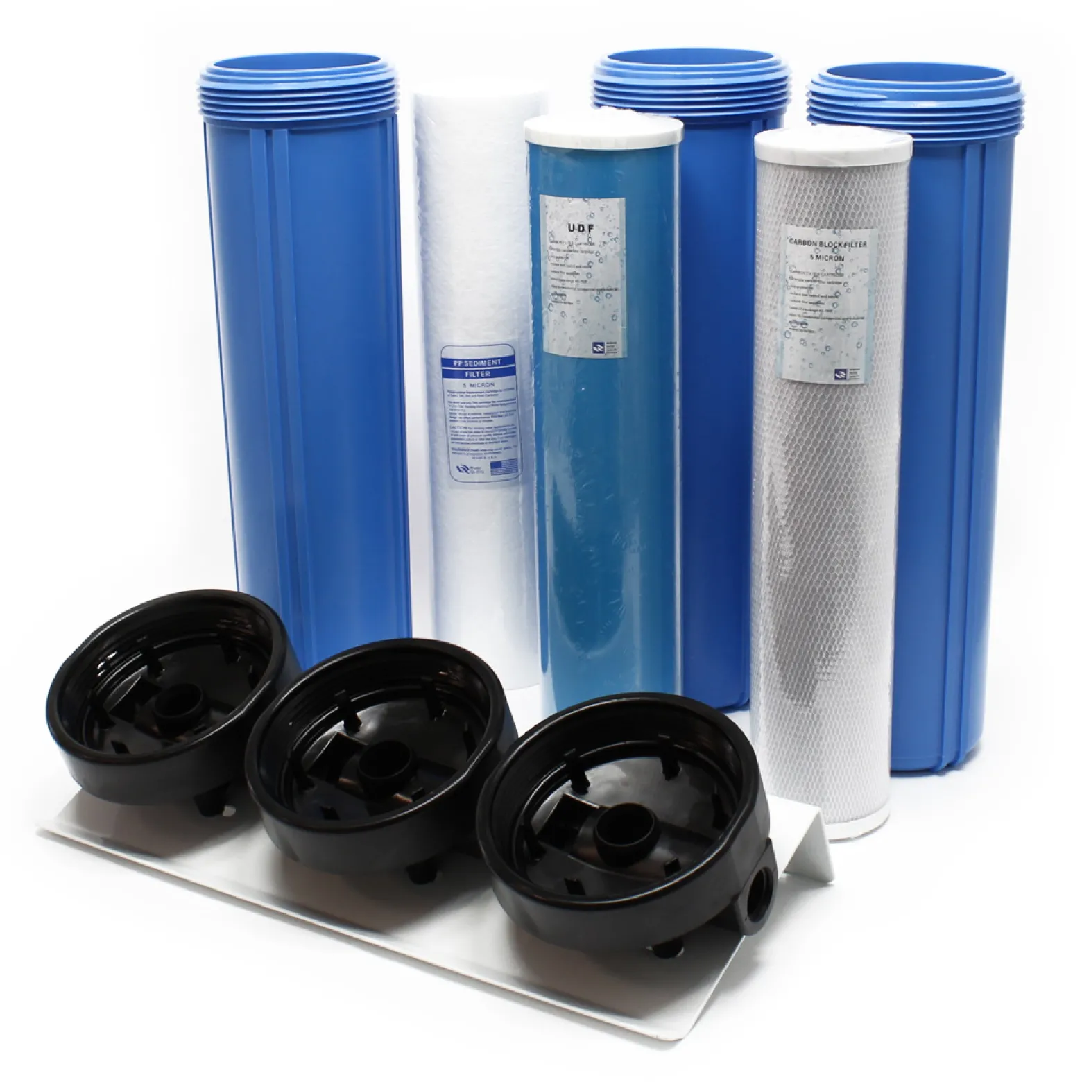 Naturewater NW-BRL03 3 Stufen Wasserfilter, 5 µ, 32,89 mm (1"), Ø113 mm PP Kartusche, Filter Wandhalterung, Filterschlüssel, Sedimentfilter Aktivkohleblock Aktivkohlegranulat