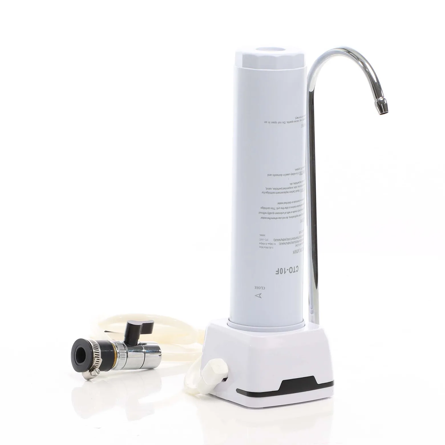 Naturewater NW-1-CTO 1 Stufen Counter Top Wasserfilter, 5 µ, Aktivkohle Block Filtereinsatz, Kartusche Filter, mit Universaladapter, Wasserhahn