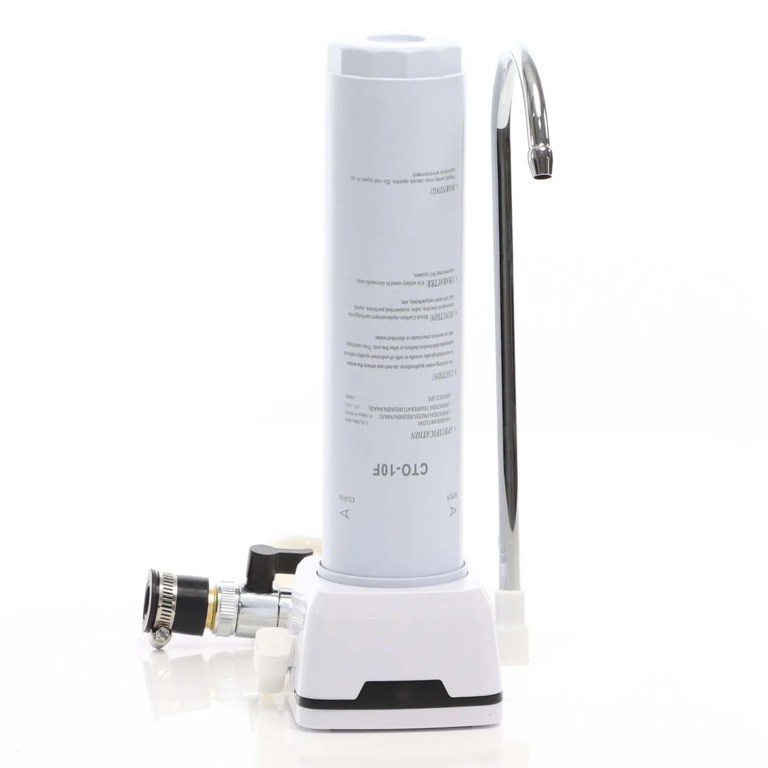 Naturewater NW-1-CTO 1 Stufen Counter Top Wasserfilter, 5 µ, Aktivkohle Block Filtereinsatz, Kartusche Filter, mit Universaladapter, Wasserhahn