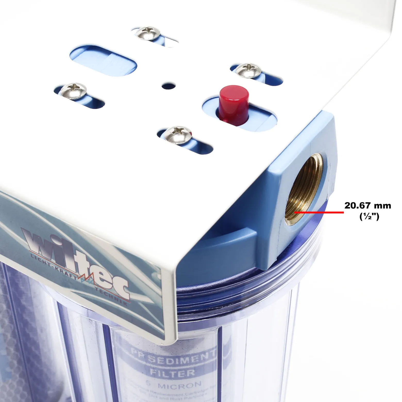 Naturewater NW-PR103 3 Stufen Wasserfilter, 5 µ, 20,67 mm (1/2"), Ø62 mm PP Kartusche, Filter Wandhalterung, Filterschlüssel, Sedimentfilter Aktivkohleblock Aktivkohlegranulat