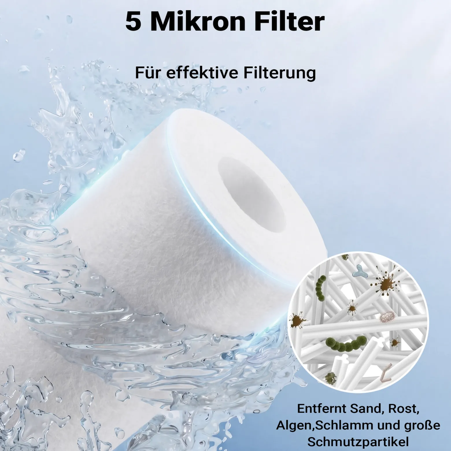 Naturewater 5 µ PP Sedimentfilter Kartusche 254 mm (10 Zoll), Wasserfilter Kartusche, Filterpatrone für Trinkwasser Umkehrosmoseanlage