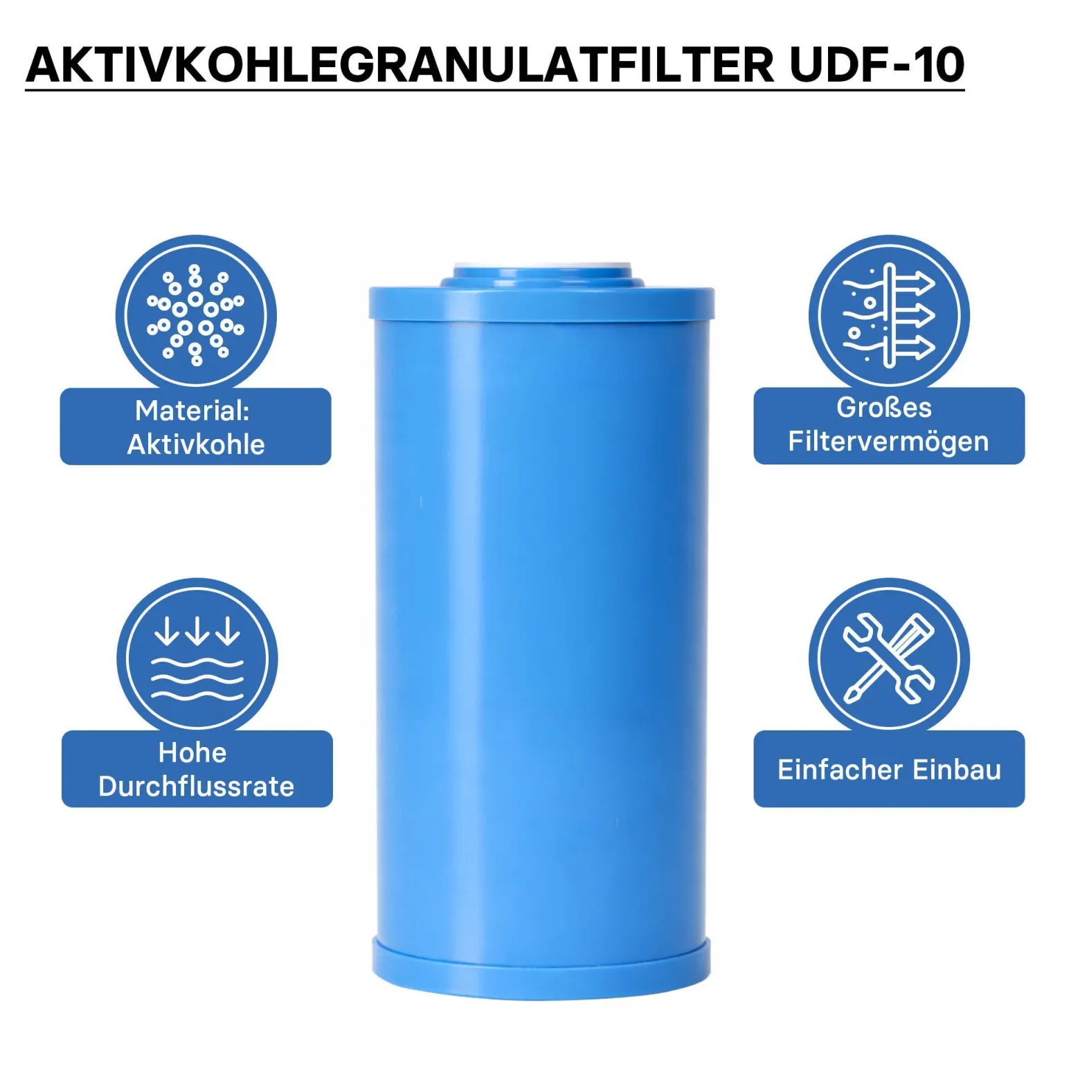 Naturewater UDF-10L Aktivkohle Granulat Filter Big Blue 10 Zoll (254 mm) 5 µ Ersatz Wasserfilter, Umkehrosmose Filter, Ersatz Filterkartusche