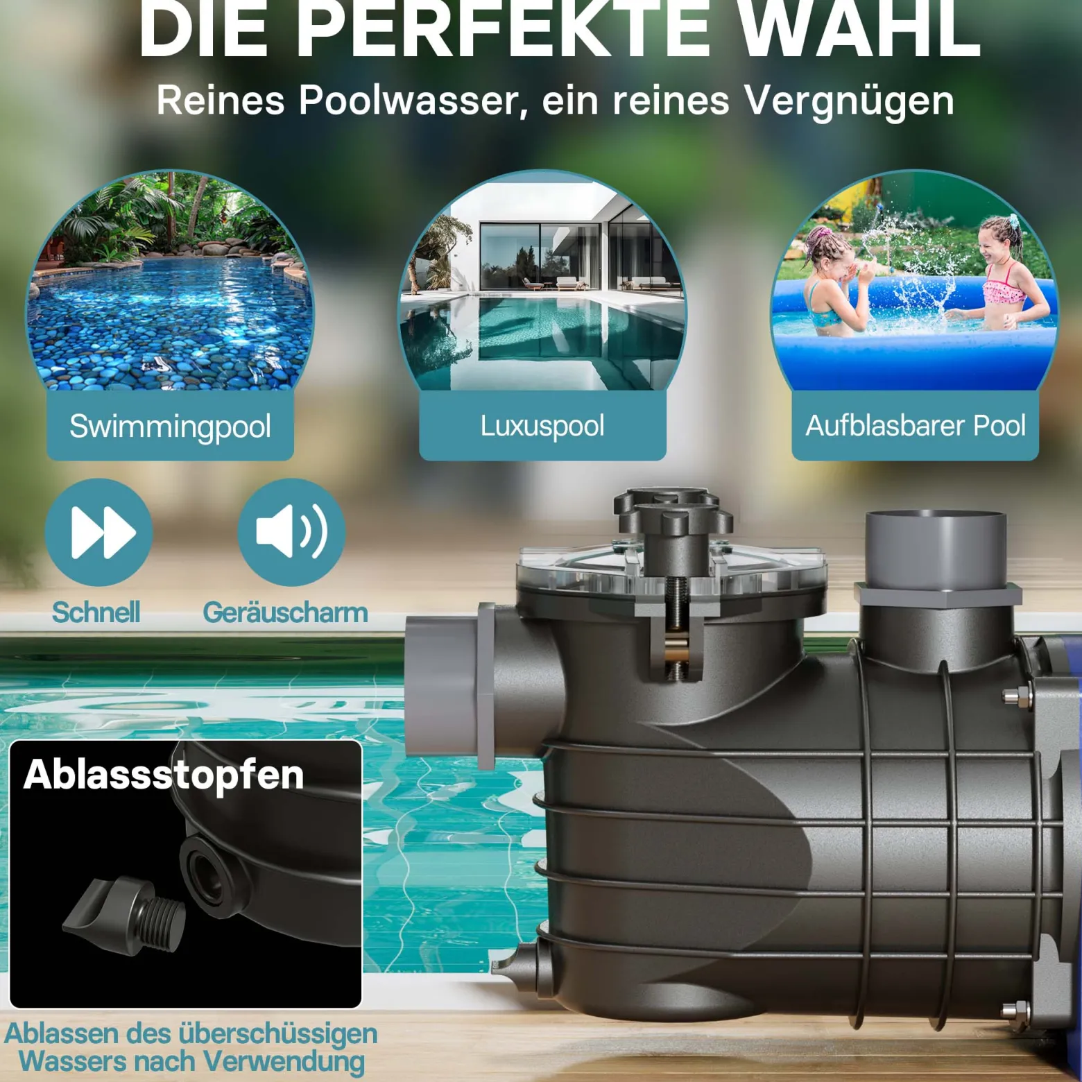Pool Pumpe 11700 l/h 250 W Schwimmbadpumpe Filterpumpe Umwälzpumpe Pool