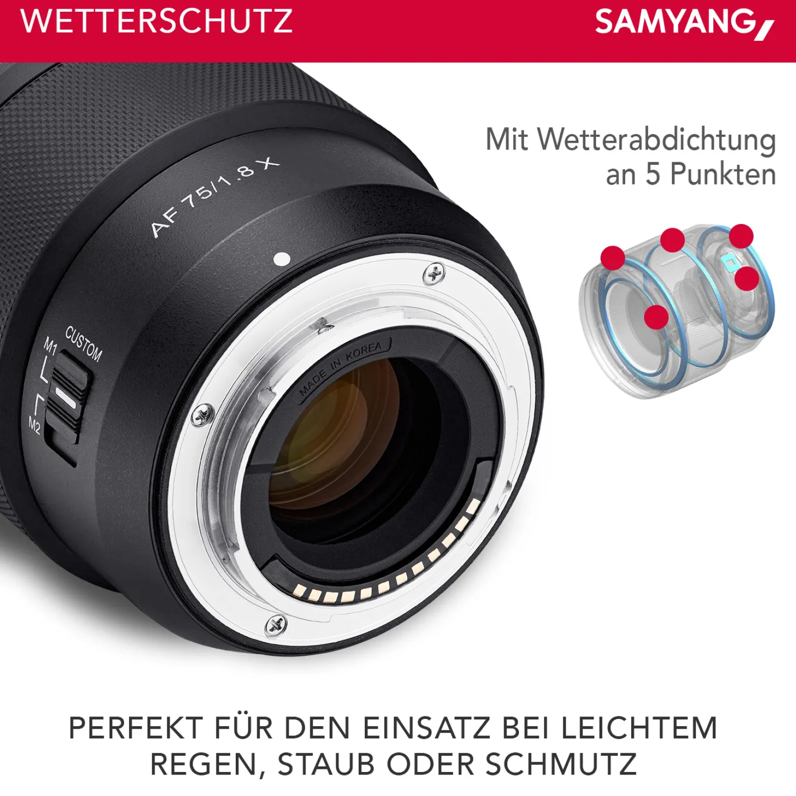 Samyang AF 75 mm Portraitobjektiv kompatibel mit Fujifilm X, Kamera Objektiv mit Lichtstärke F1,8 für Portraitfotos, kompaktes Kameraobjektiv mit Custom Switch, Portrait Objetktiv inkl. Wetterschutz