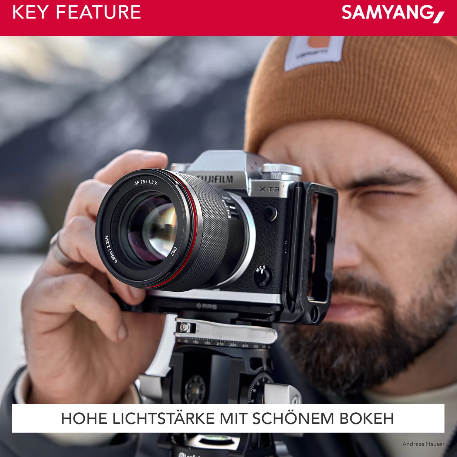 Samyang AF 75 mm Portraitobjektiv kompatibel mit Fujifilm X, Kamera Objektiv mit Lichtstärke F1,8 für Portraitfotos, kompaktes Kameraobjektiv mit Custom Switch, Portrait Objetktiv inkl. Wetterschutz