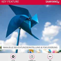 SAMYANG Objektiv Video DSLR II Sony E 24 mm / T1.5 Manueller Fokus Videoobjektiv 0,8 Zahnkranz Gear, Weitwinkelobjektiv, schwarz